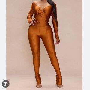 Fashion Nova Copper Long sleeve two piece